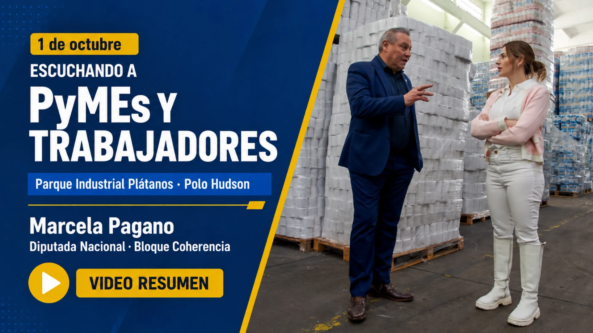 Video resumen: Marcela Pagano escuchando a PyMEs y trabajadores en Berazategui